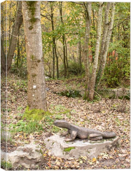 Komodo Dragon Sculpture in Woodland Canvas Print by chris hyde