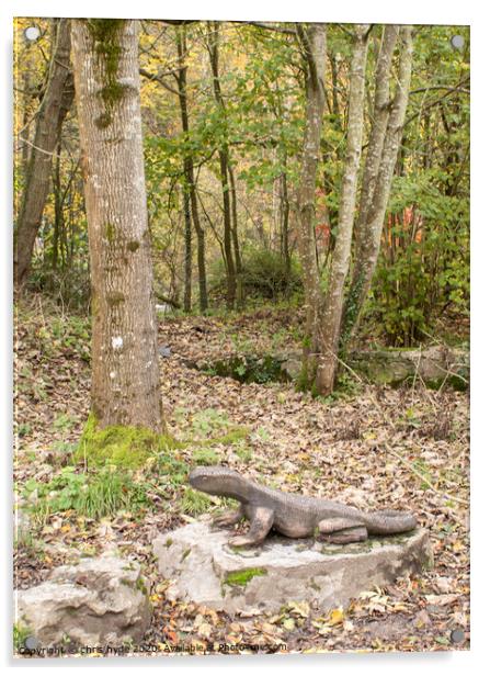 Komodo Dragon Sculpture in Woodland Acrylic by chris hyde