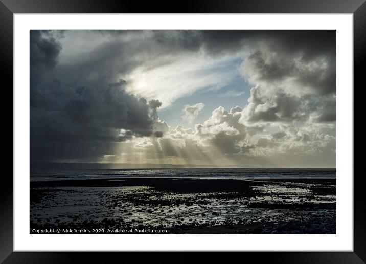 Sunrays over Llantwit Major Beach Glamorgan Herita Framed Mounted Print by Nick Jenkins