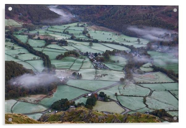 Early morning frost over Borrowdale, The Lake District Acrylic by Dan Ward