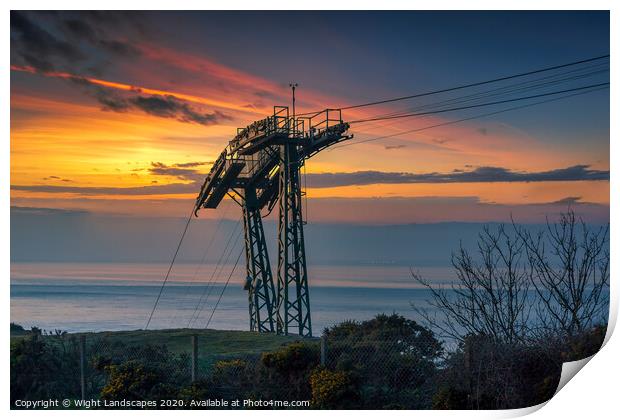 The Needles Chairlift Sunset Print by Wight Landscapes