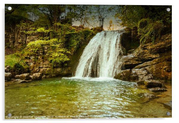 Janets Foss Magical Waterfall Malham, Yorkshire Da Acrylic by Heather Sheldrick