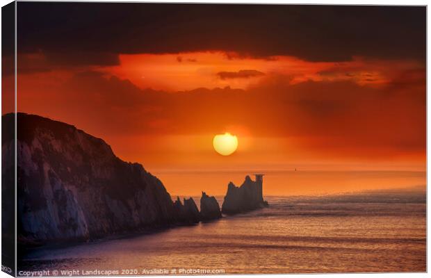 The Needles Sunset Canvas Print by Wight Landscapes