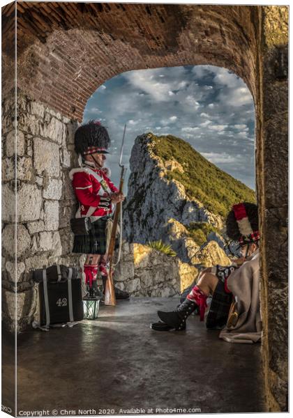 Highland Regiment defending the Rock of Gibraltar. Canvas Print by Chris North