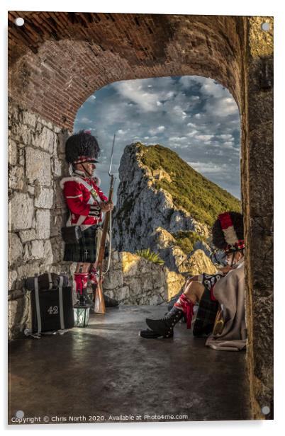 Highland Regiment defending the Rock of Gibraltar. Acrylic by Chris North