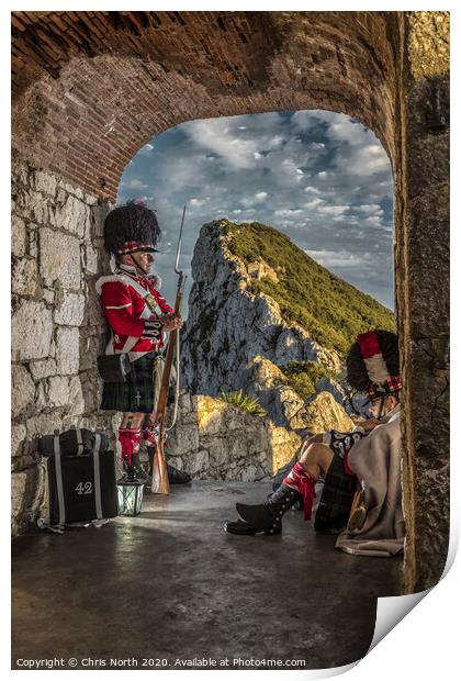 Highland Regiment defending the Rock of Gibraltar. Print by Chris North