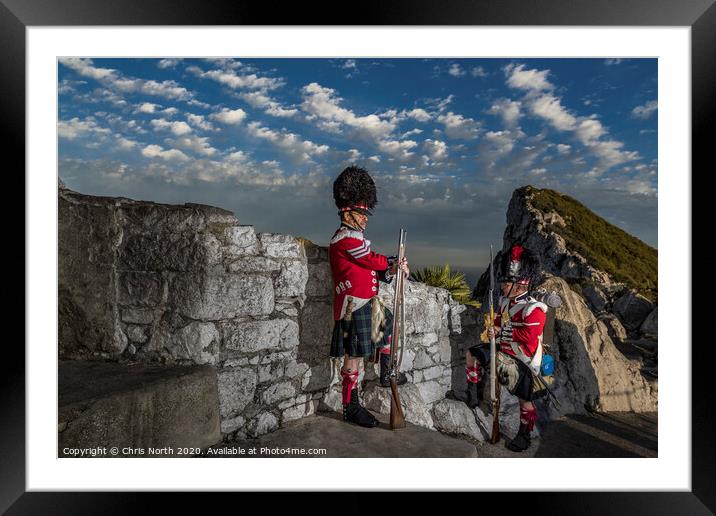 Highland Regiment defending the Rock of Gibraltar. Framed Mounted Print by Chris North