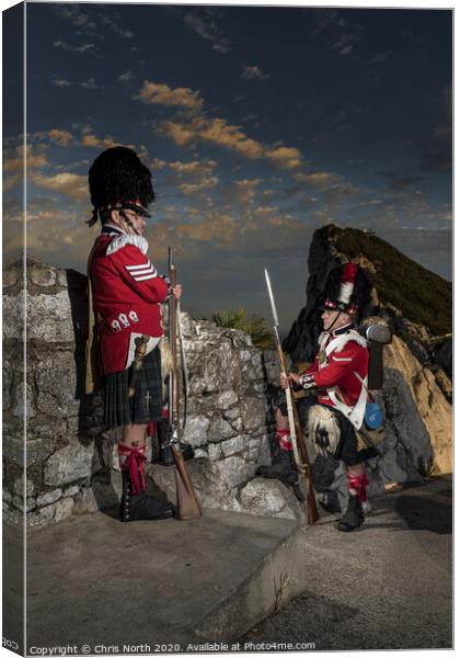 Highland Regiment defends the upper Rock of Gibral Canvas Print by Chris North
