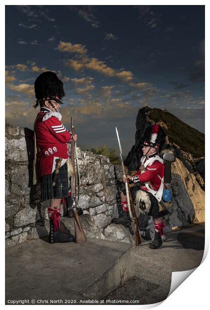 Highland Regiment defends the upper Rock of Gibral Print by Chris North