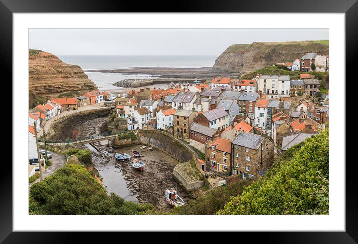 Houses clustered together in Staithes Framed Mounted Print by Jason Wells