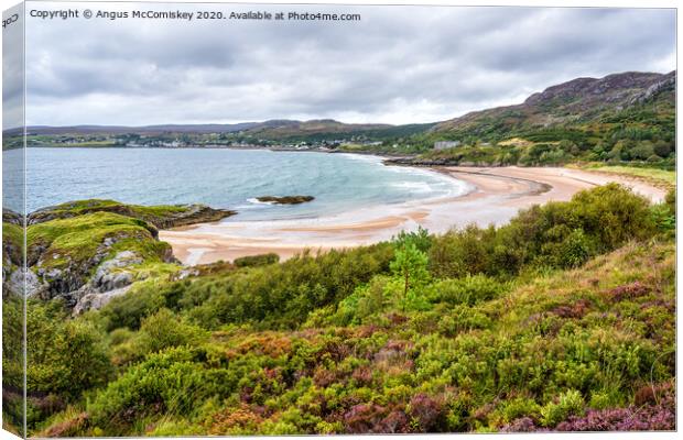View of Gairloch Beach looking north Canvas Print by Angus McComiskey