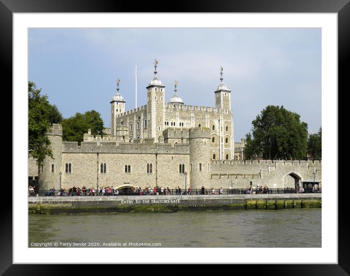 The Tower of London with Entry to Traitors Gate Framed Mounted Print by Terry Senior