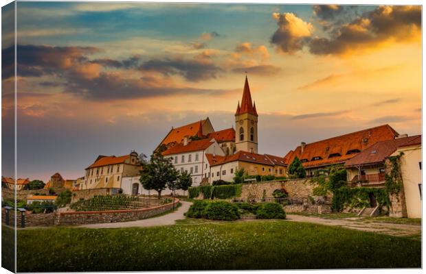 St. Nicholas Cathedral in Znojmo at sunset. Summer evening. Czech Republic. Canvas Print by Sergey Fedoskin