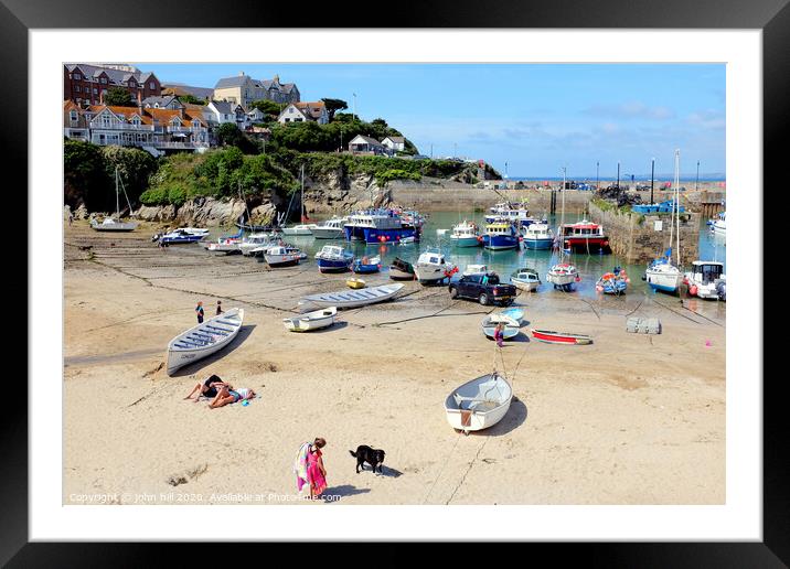 Harbour beach at Low tide in Newquay Cornwall. Framed Mounted Print by john hill