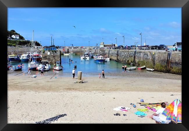Harbour at low tide at Newquay in Cornwall. Framed Print by john hill