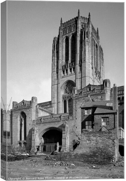 Liverpool Anglican Cathedral exterior 1973 Canvas Print by Bernard Rose Photography