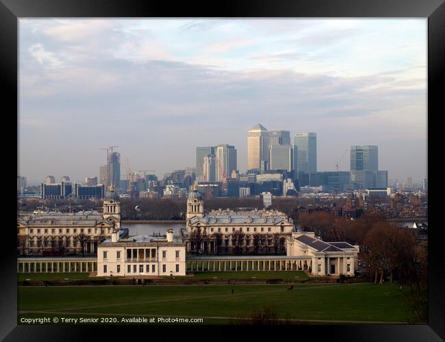View from Greenwich Park in February Framed Print by Terry Senior