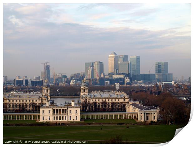 View from Greenwich Park in February Print by Terry Senior