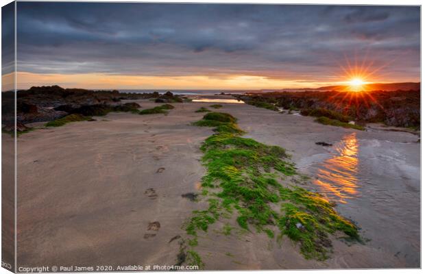 Freshwater West sunset Canvas Print by Paul James