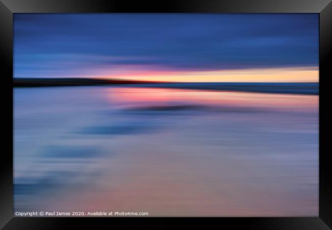 Sunset at Freshwater West Framed Print by Paul James