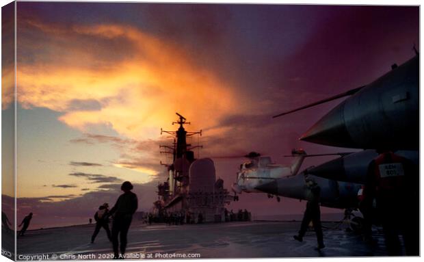 Night flying, HMS Ark Royal. Canvas Print by Chris North