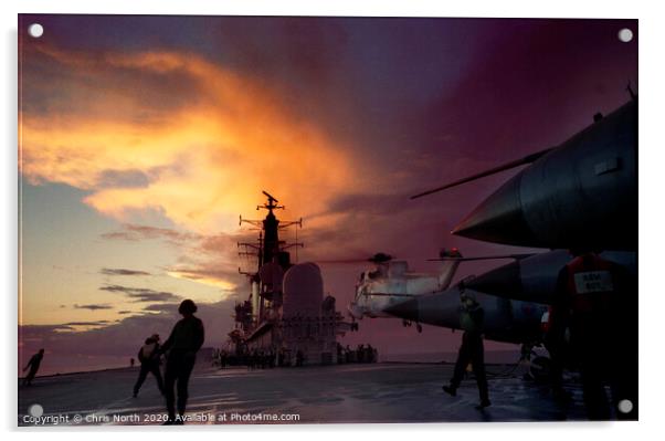 Night flying, HMS Ark Royal. Acrylic by Chris North