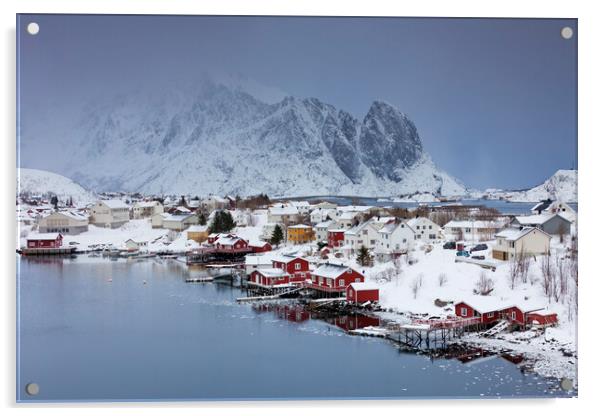 Fishing Village Reine in Winter, Lofoten, Norway Acrylic by Arterra 