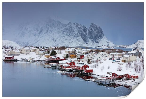 Fishing Village Reine in Winter, Lofoten, Norway Print by Arterra 