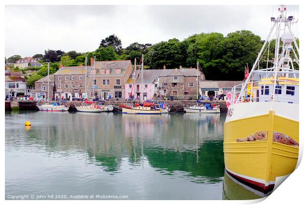 The harbour at Padstow in Cornwall. Print by john hill