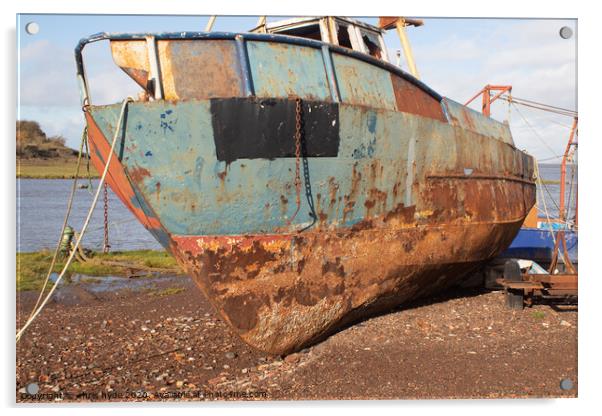 Derelict Rusting Boat Acrylic by chris hyde