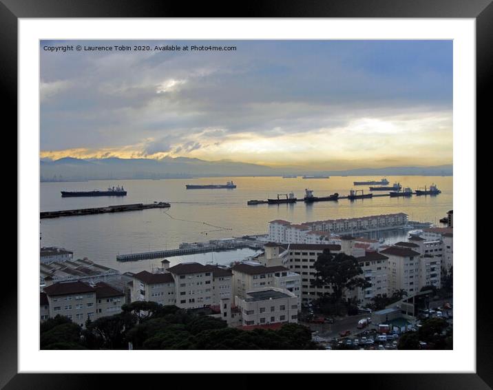 Shipping in Gibraltar Straits Framed Mounted Print by Laurence Tobin