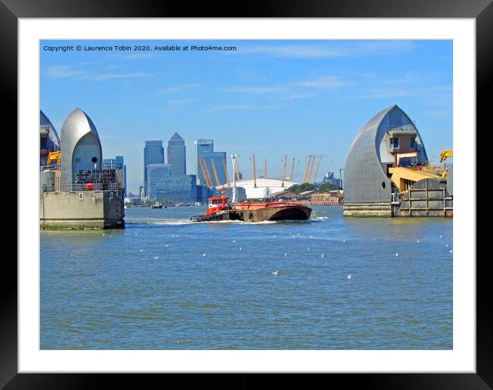 Docklands, Dome, Thames Barrier Framed Mounted Print by Laurence Tobin