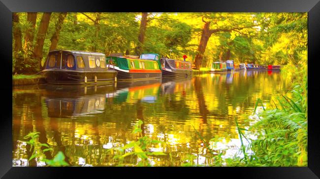 Moored Boats Canal Framed Print by Clive Eariss