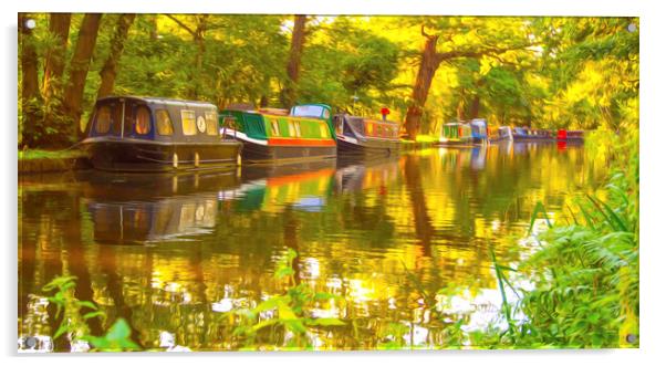 Moored Boats Canal Acrylic by Clive Eariss