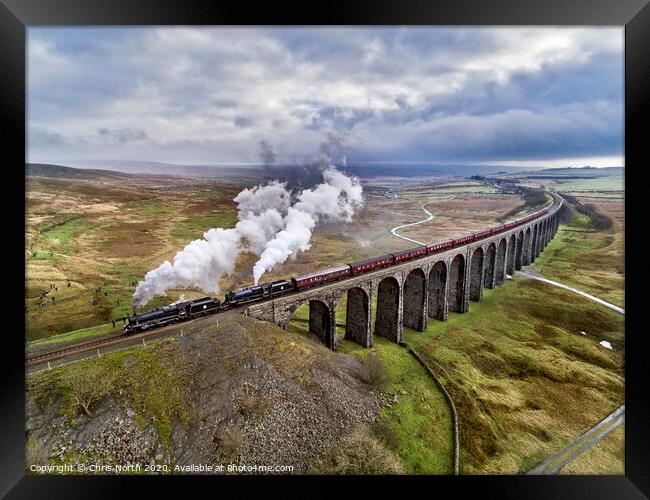 Ribblehead Viaduct and the Winter Cumbrian Mountai Framed Print by Chris North
