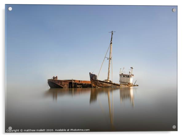 Abandoned Sinking Boats Acrylic by matthew  mallett