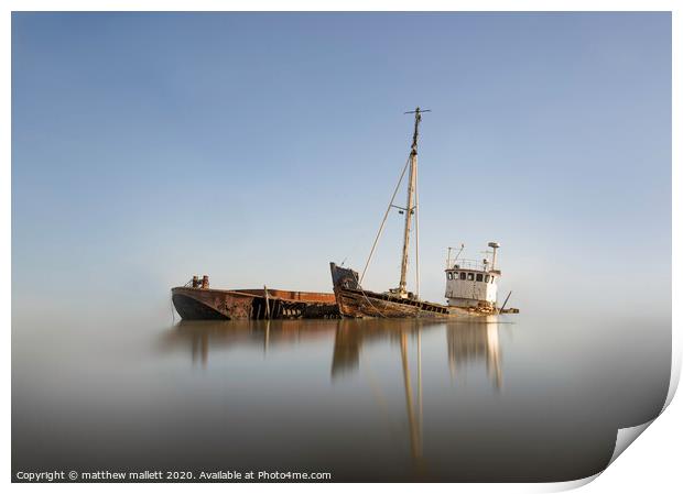 Abandoned Sinking Boats Print by matthew  mallett