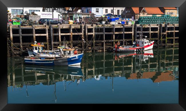 Reflections of fishing boats Framed Print by Jason Wells