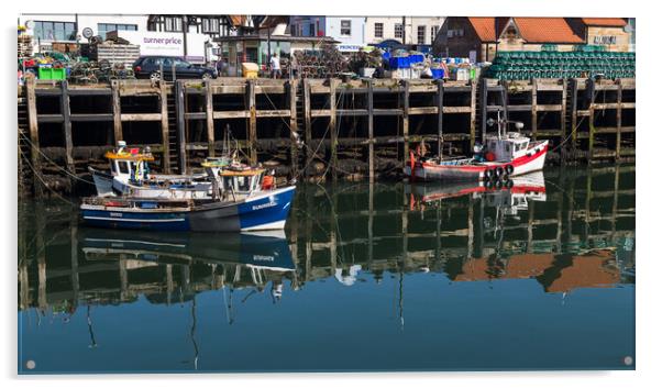 Reflections of fishing boats Acrylic by Jason Wells