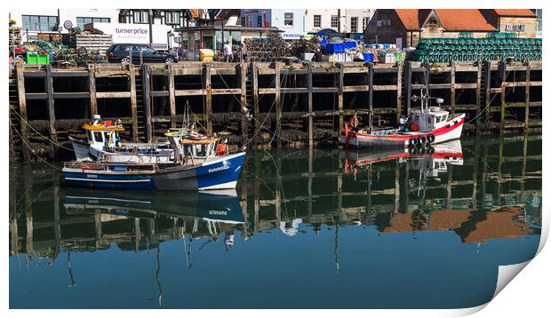 Reflections of fishing boats Print by Jason Wells