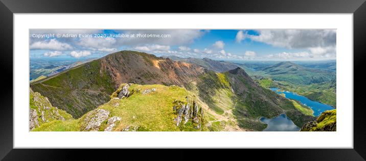 Snowdon Summit Panorama Framed Mounted Print by Adrian Evans