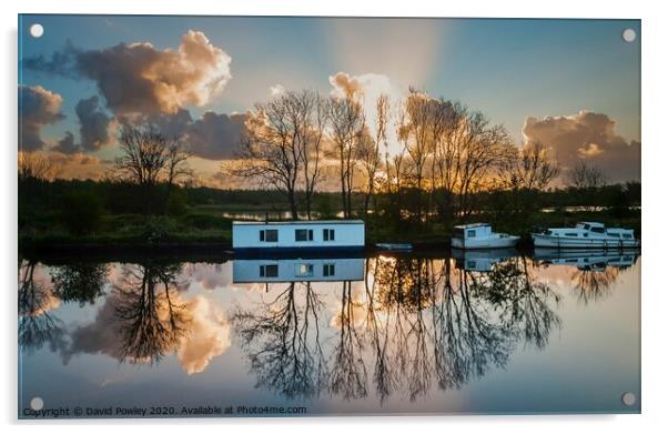 Norfolk Broads Sunrise Reflections Acrylic by David Powley