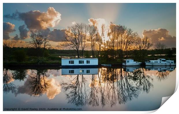 Norfolk Broads Sunrise Reflections Print by David Powley