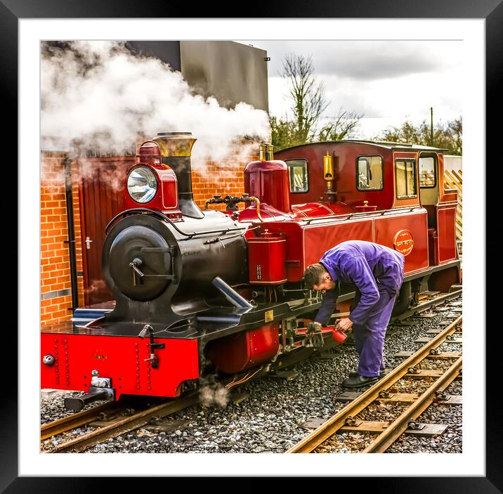 Working on the Mark Timothy steam train on the Bur Framed Mounted Print by Chris Yaxley
