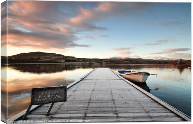 Gentle Dawn Over Llangorse Lake Canvas Print by Philip Veale