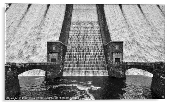Claerwen Dam's Monochrome Cascade Acrylic by Philip Veale