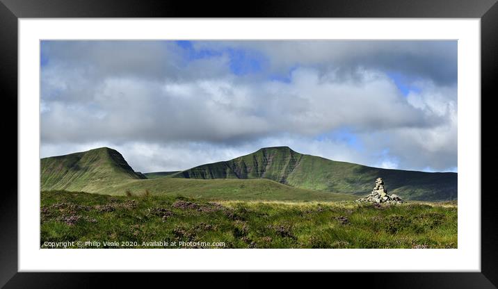 Brecon Beacons in Late Summer Sunshine. Framed Mounted Print by Philip Veale