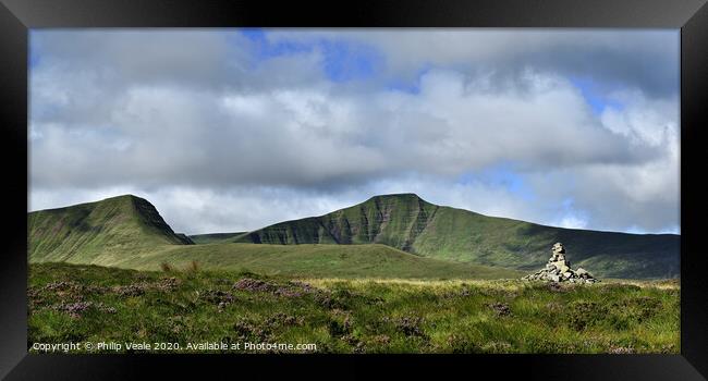 Brecon Beacons in Late Summer Sunshine. Framed Print by Philip Veale
