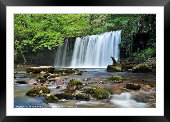 Sgwd Ddwli, a Waterfall in Springtime. Framed Mounted Print by Philip Veale