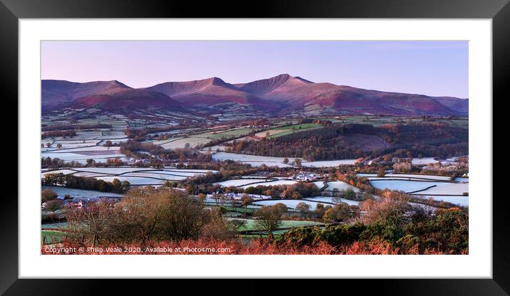 Brecon Beacons awake on a frosty morning. Framed Mounted Print by Philip Veale